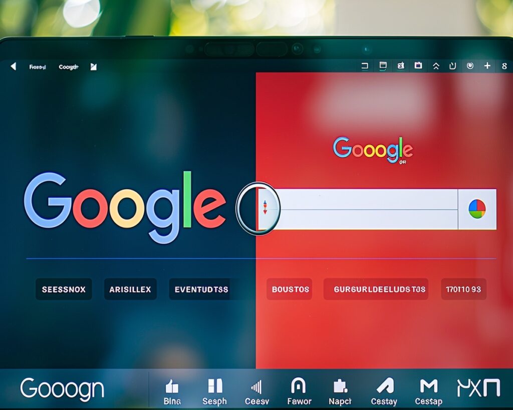 Fenêtre de recherche Google modifiée, interface personnalisée.