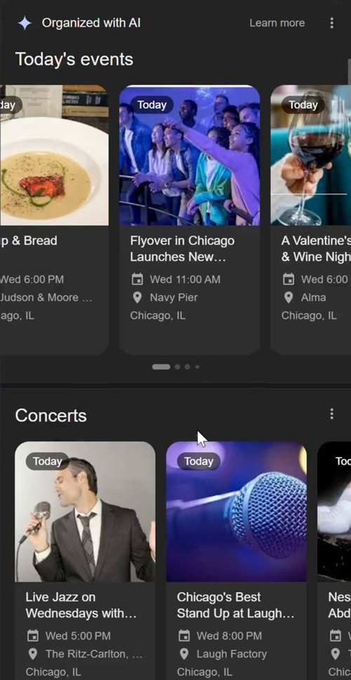 Google AI a organisé des événements locaux