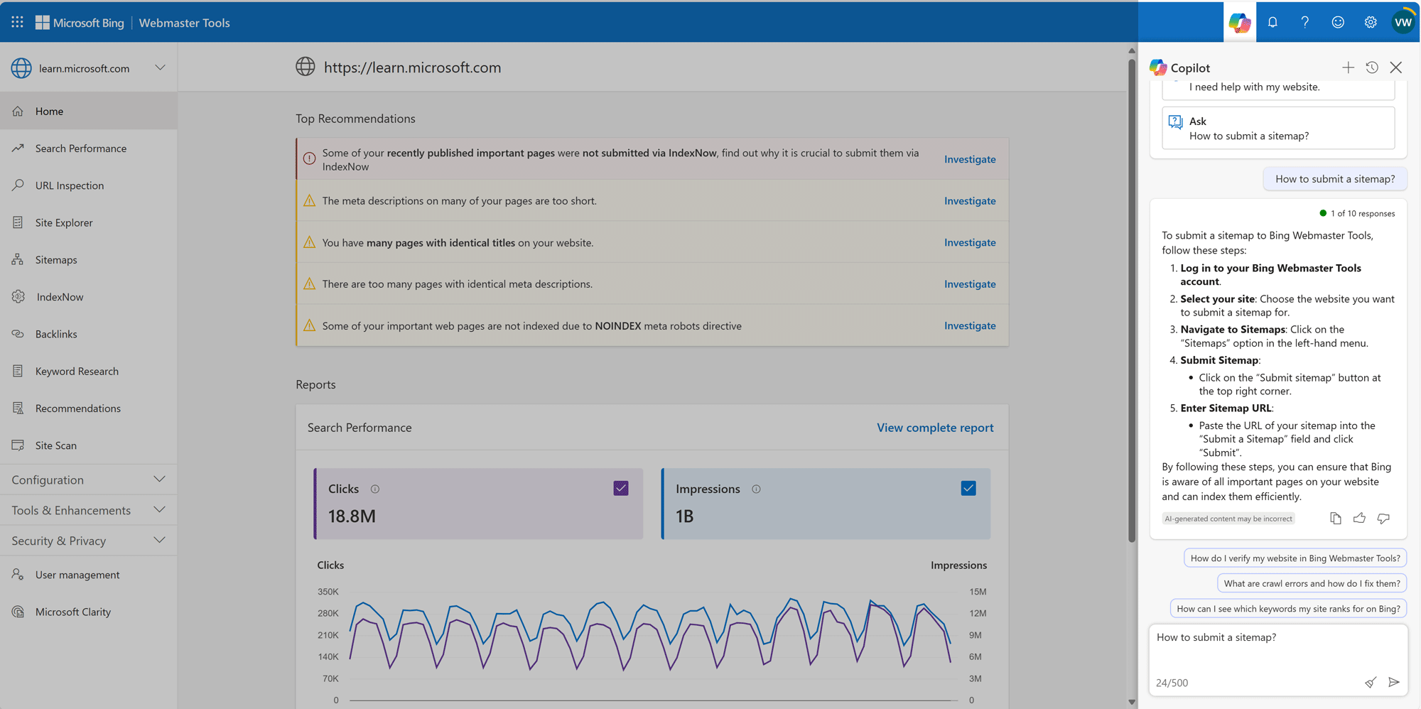 Outils de webmaster copilote 2