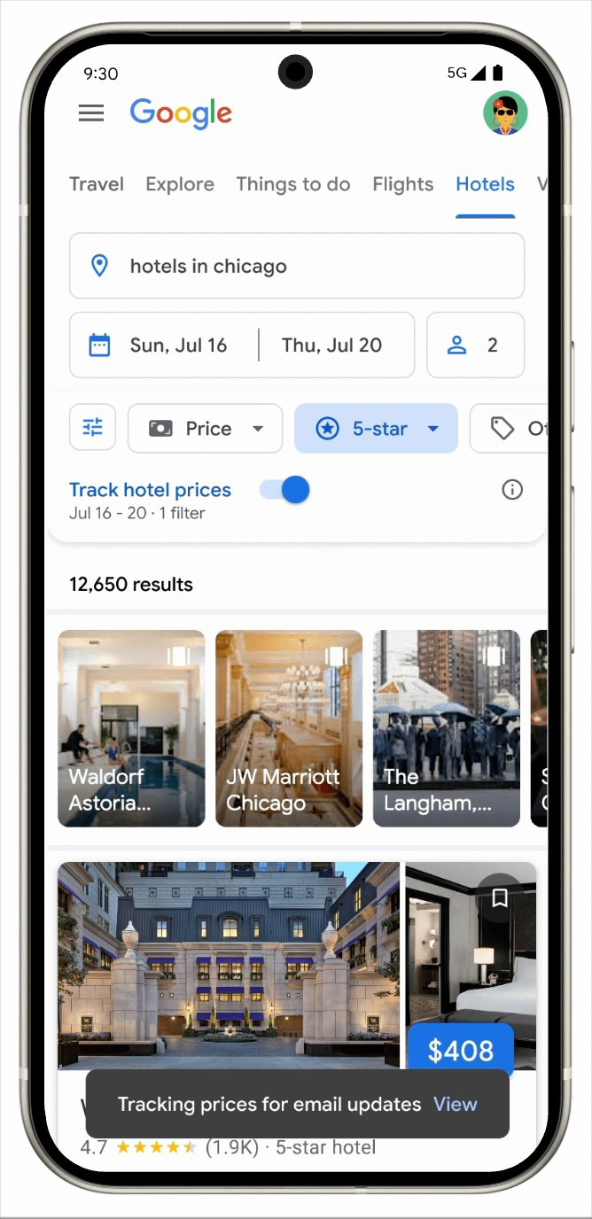 Suivi des prix Google Hotel