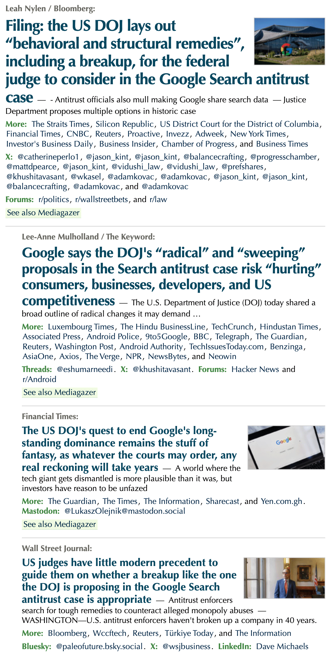 Capture d'écran Google DoJ Breakup