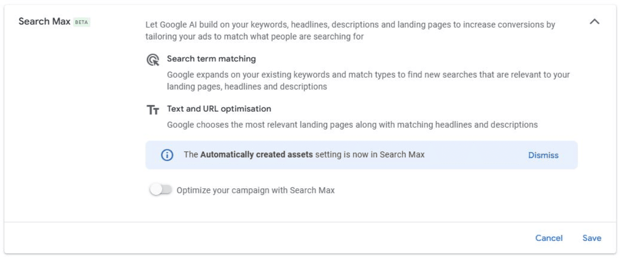 Google Ads Search Max Beta