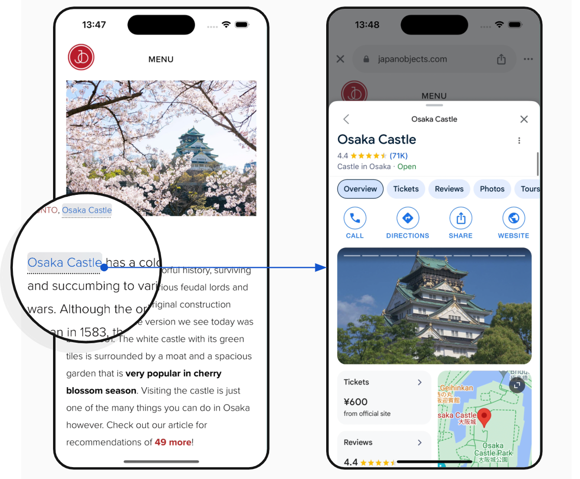 Annotation de la page de l'application Google iOS