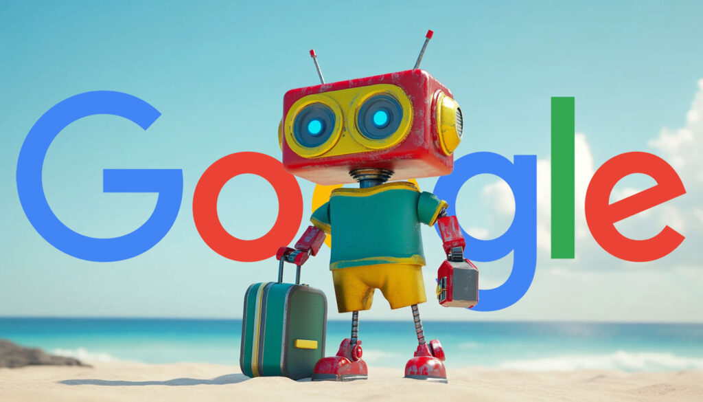 Google Robot Vacation Beach Suitecase