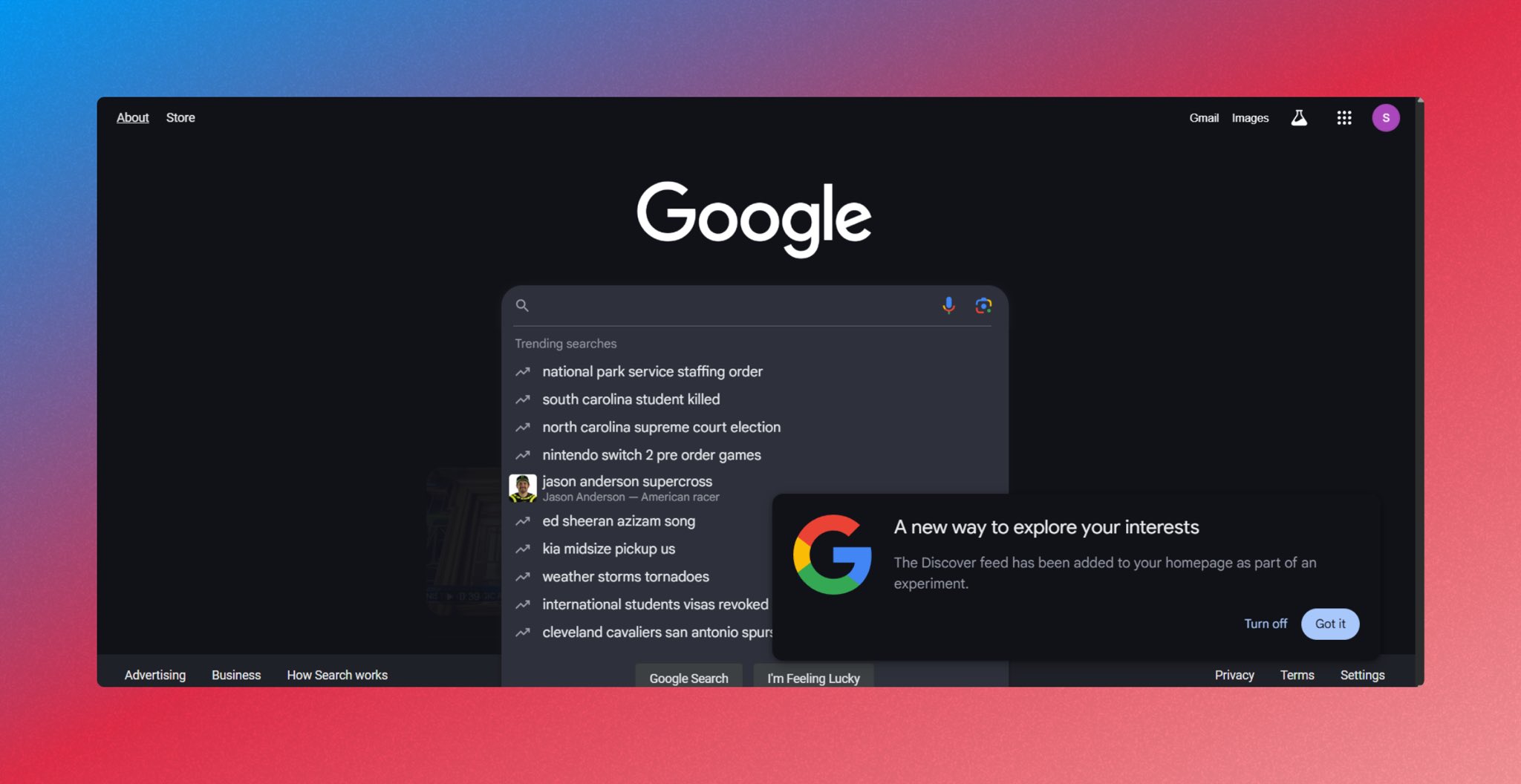 Google Discover Desktop allume