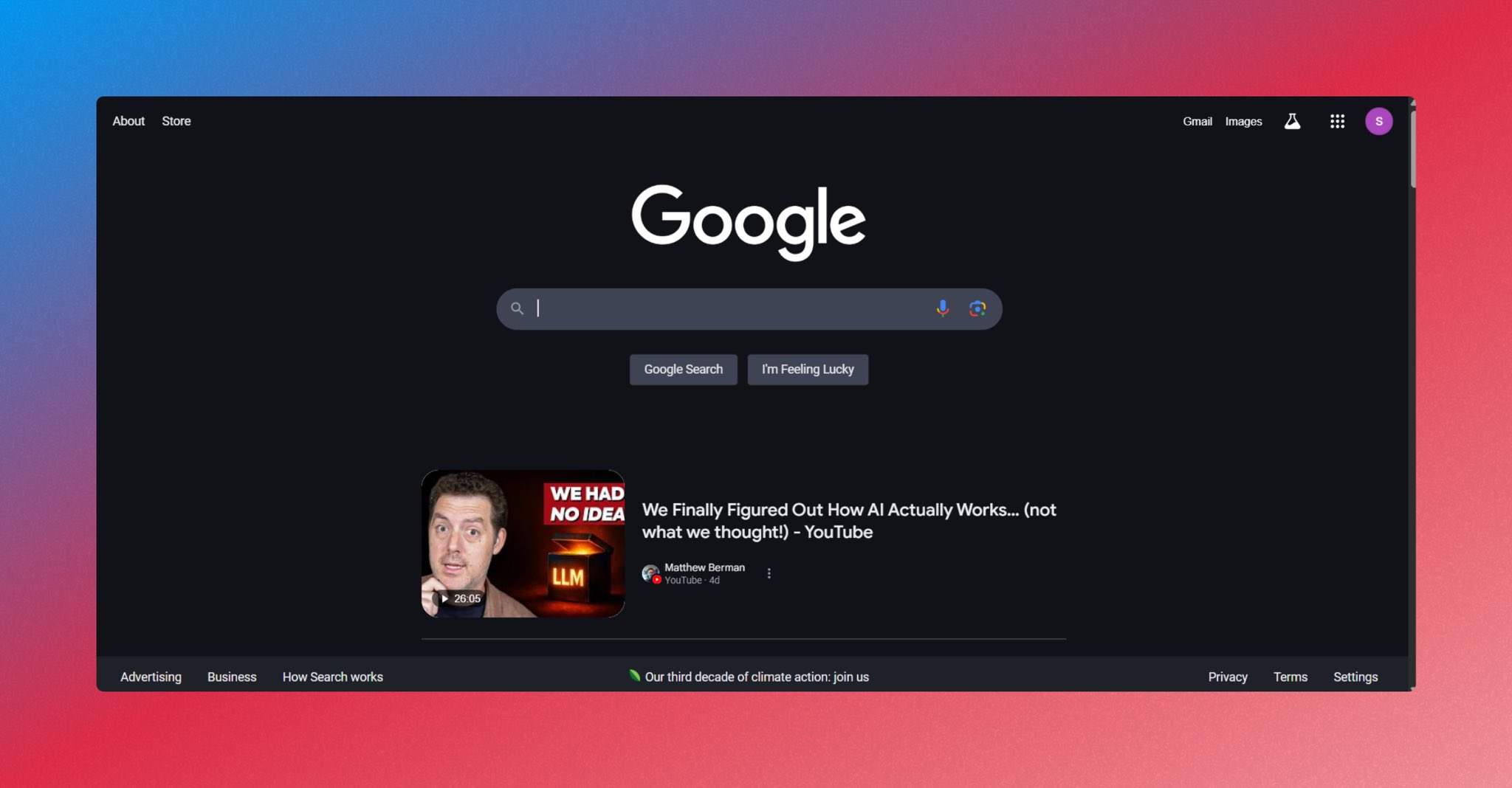 Google Discover Desktop sur