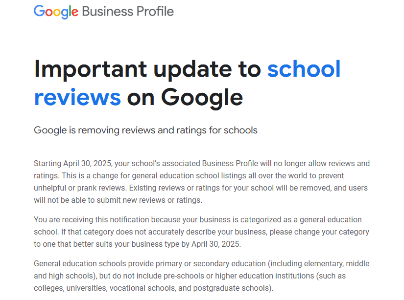 Google Courriel aux avis de l'école