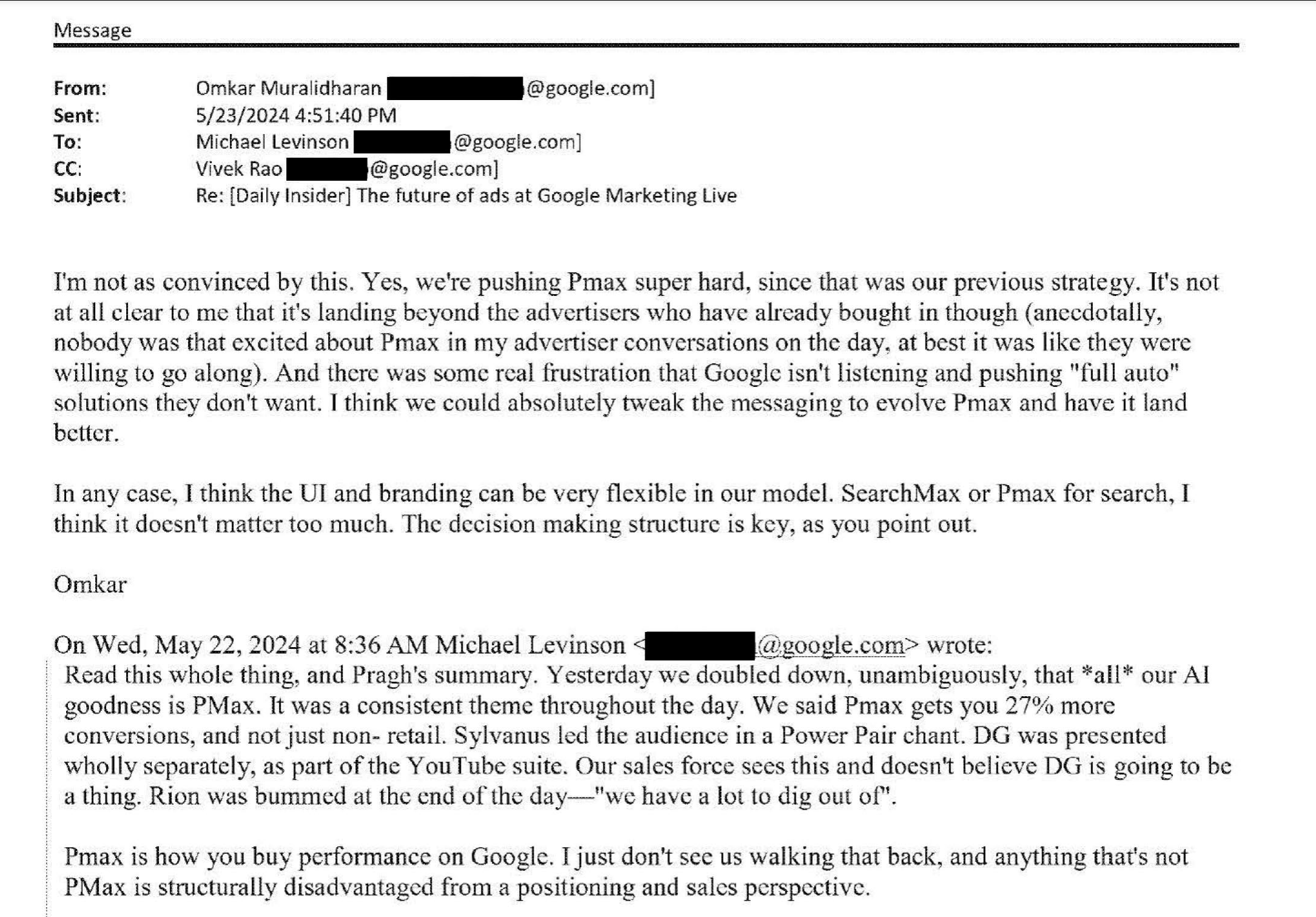 E-mail interne google sur GML