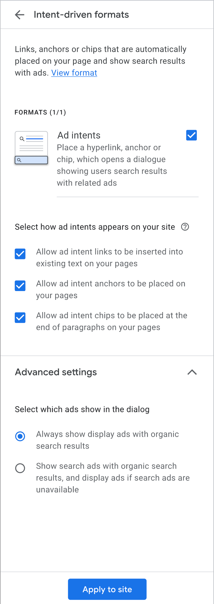 Formats Google Adsense intentionnels