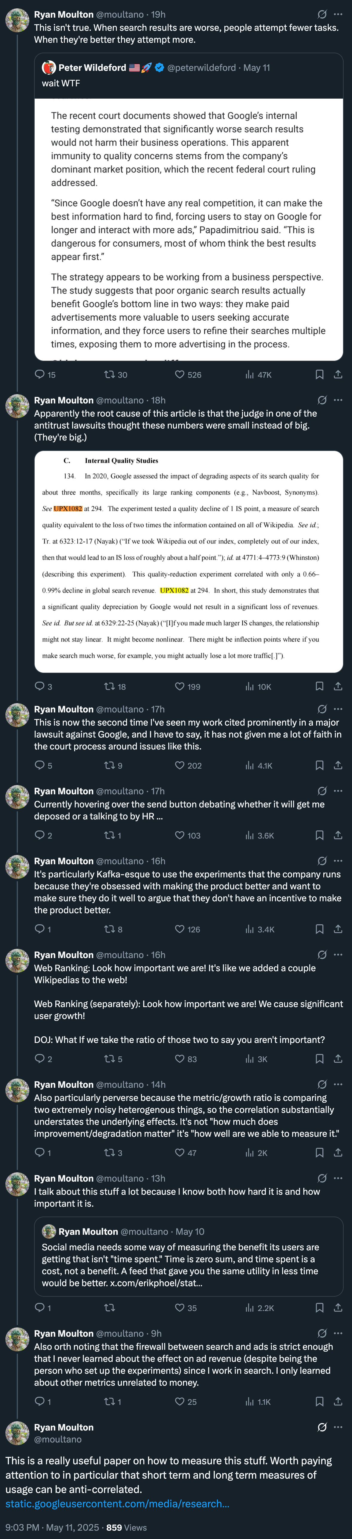 Ryan Moulton Google Doj Rant