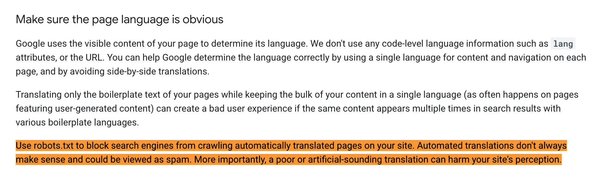 Traduction de langue Google Changement Doc