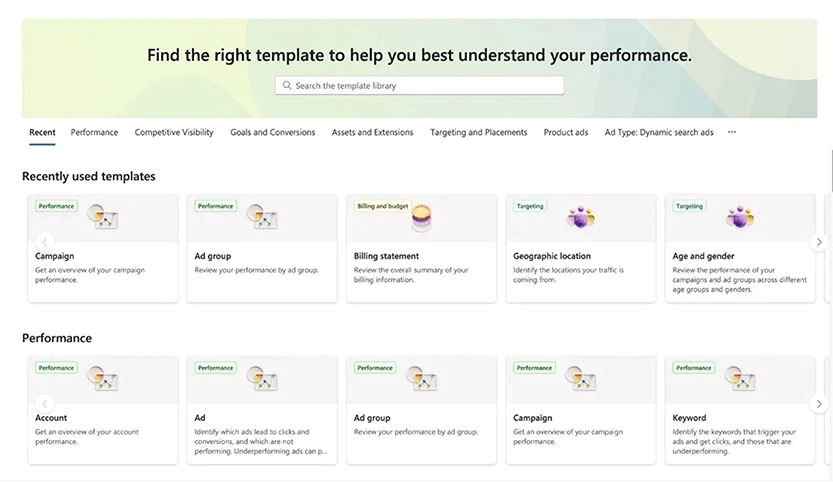 Microsoft Advertising Reporting UI 1