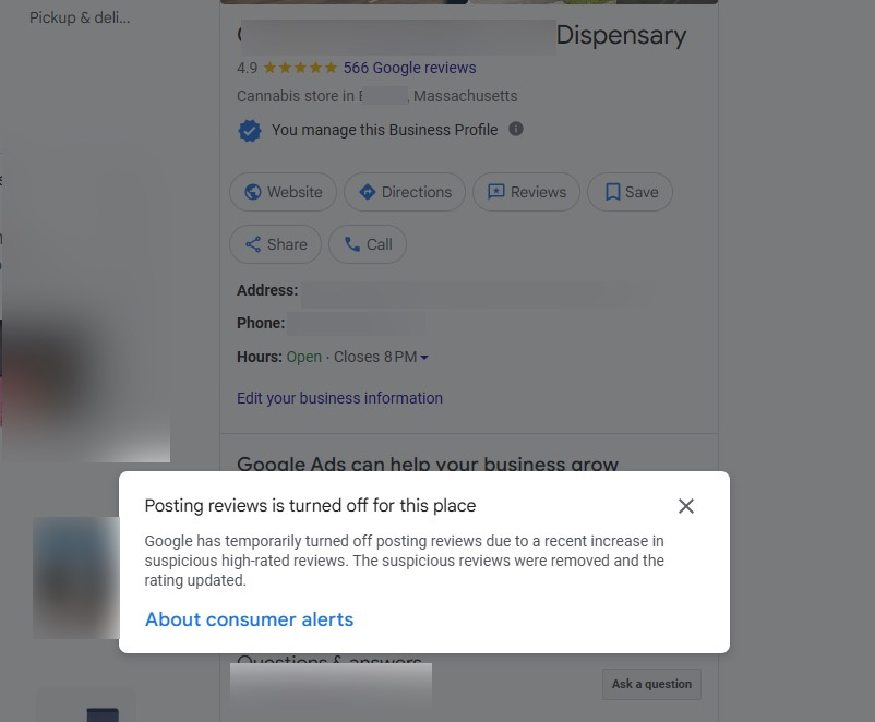 Google les avis ont désactivé le préavis 2