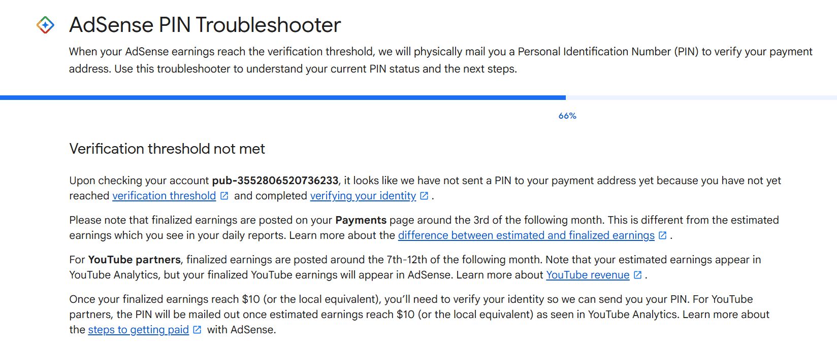 Google Adsense Pin Verification Bug2