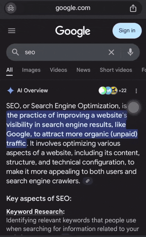 Présentation de Google AI Expliquer le bas du plateau