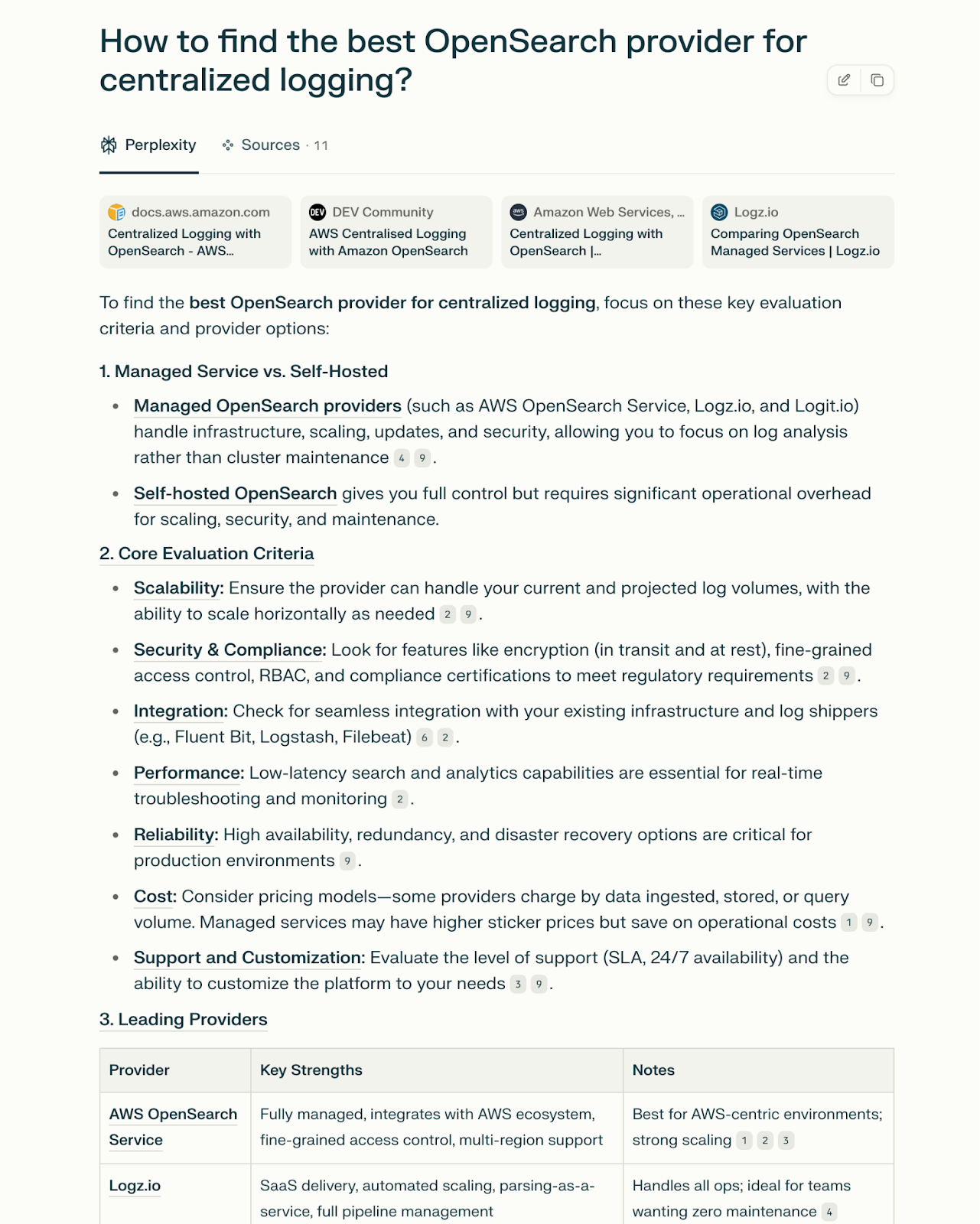 Comment trouver le meilleur fournisseur d'OpenSearch pour la journalisation cerntalisée?