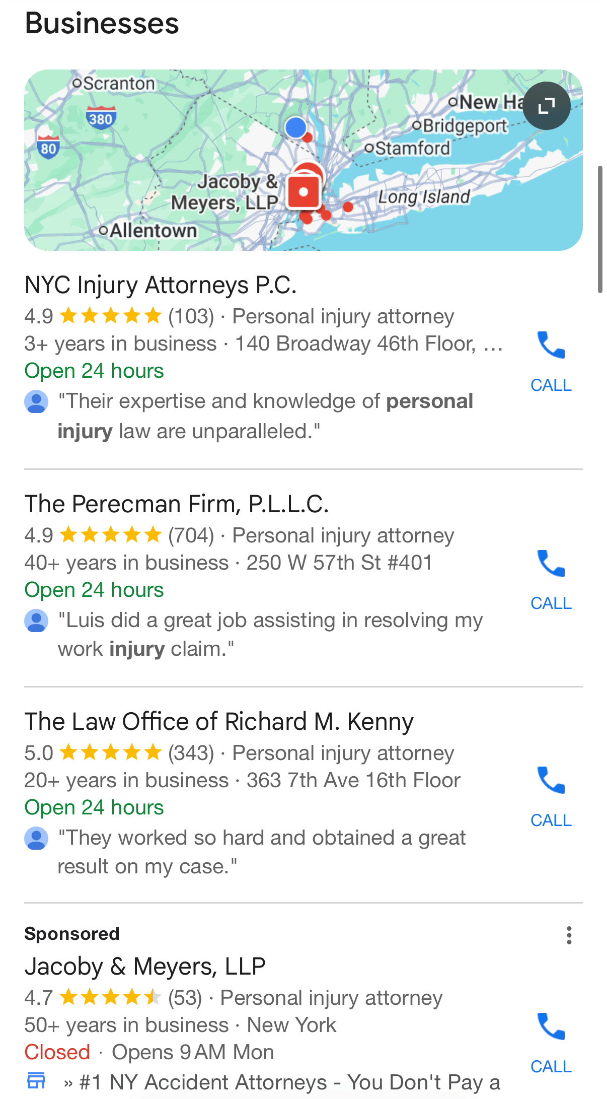 Bouton d'appel local Google