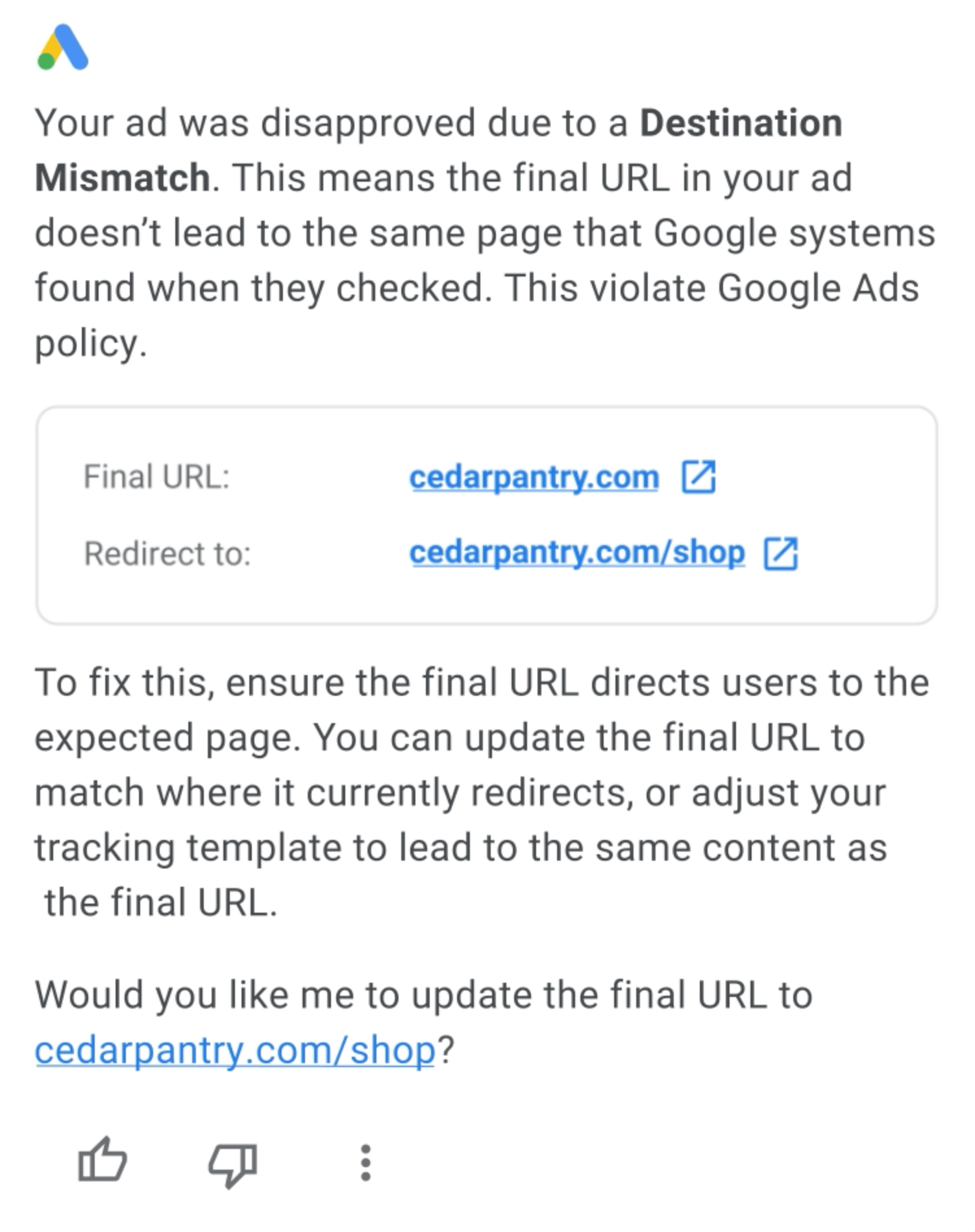 Réponse du conseiller Google Ads