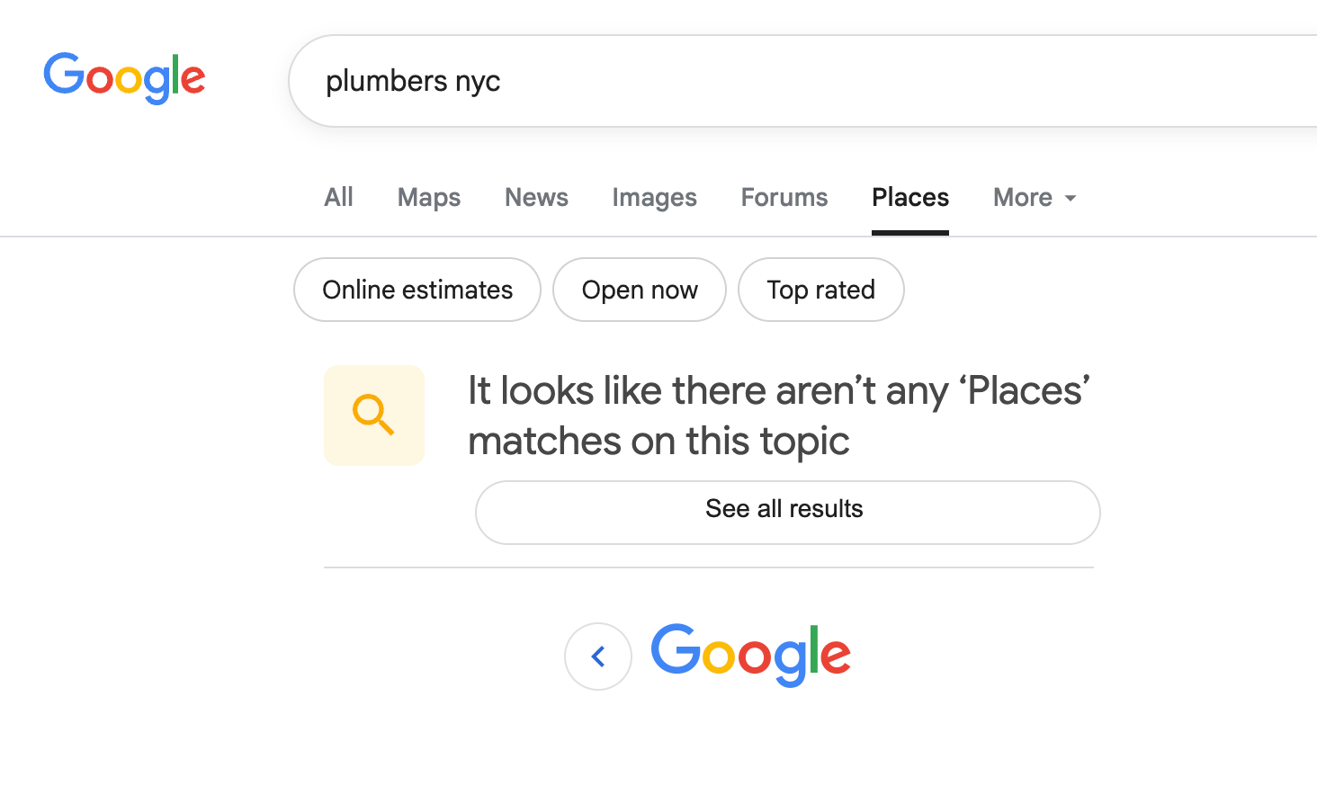 Bug de l'onglet Google Adresses