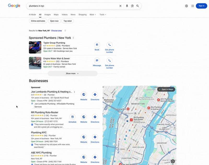 Bug des lieux de résultats locaux de Google