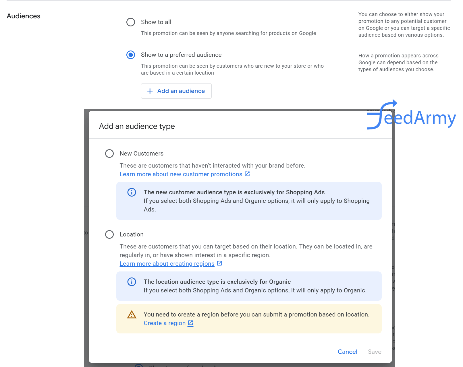 Ciblage d'audience de Google Merchant Center