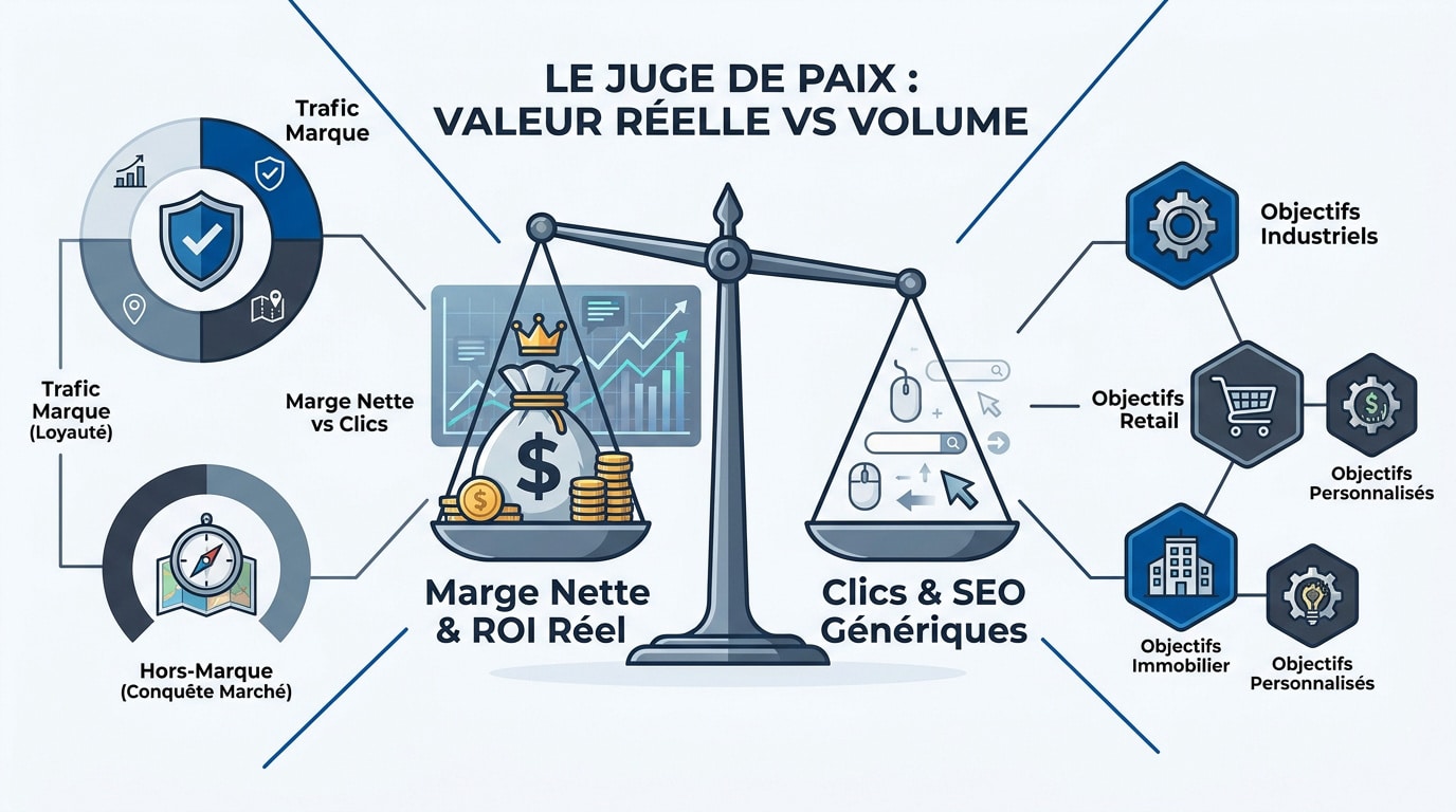 Graphique comparant la valeur réelle du trafic SEO par rapport au simple volume de recherche