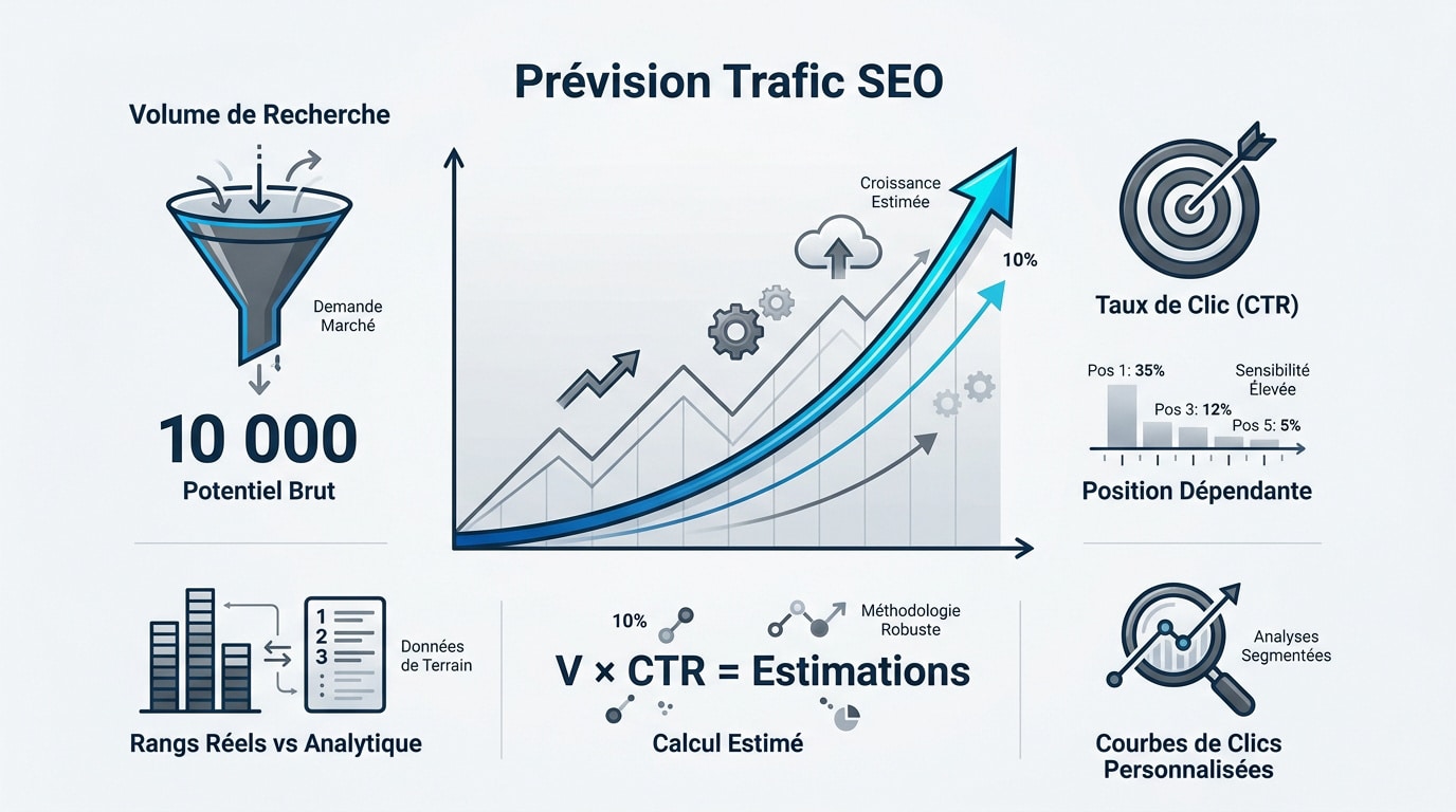 Graphique de croissance et méthodologie de prévisionnel trafic SEO
