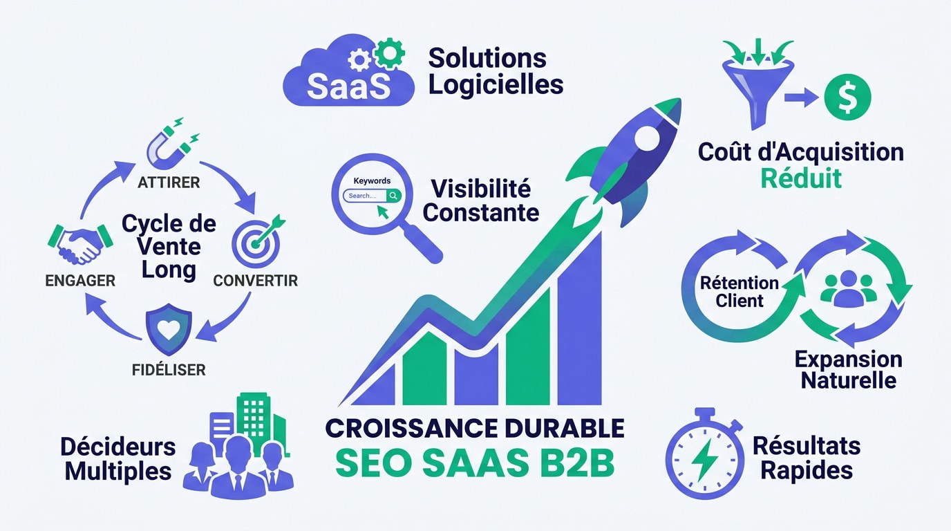 Schéma de la croissance durable pour un SaaS B2B via le SEO