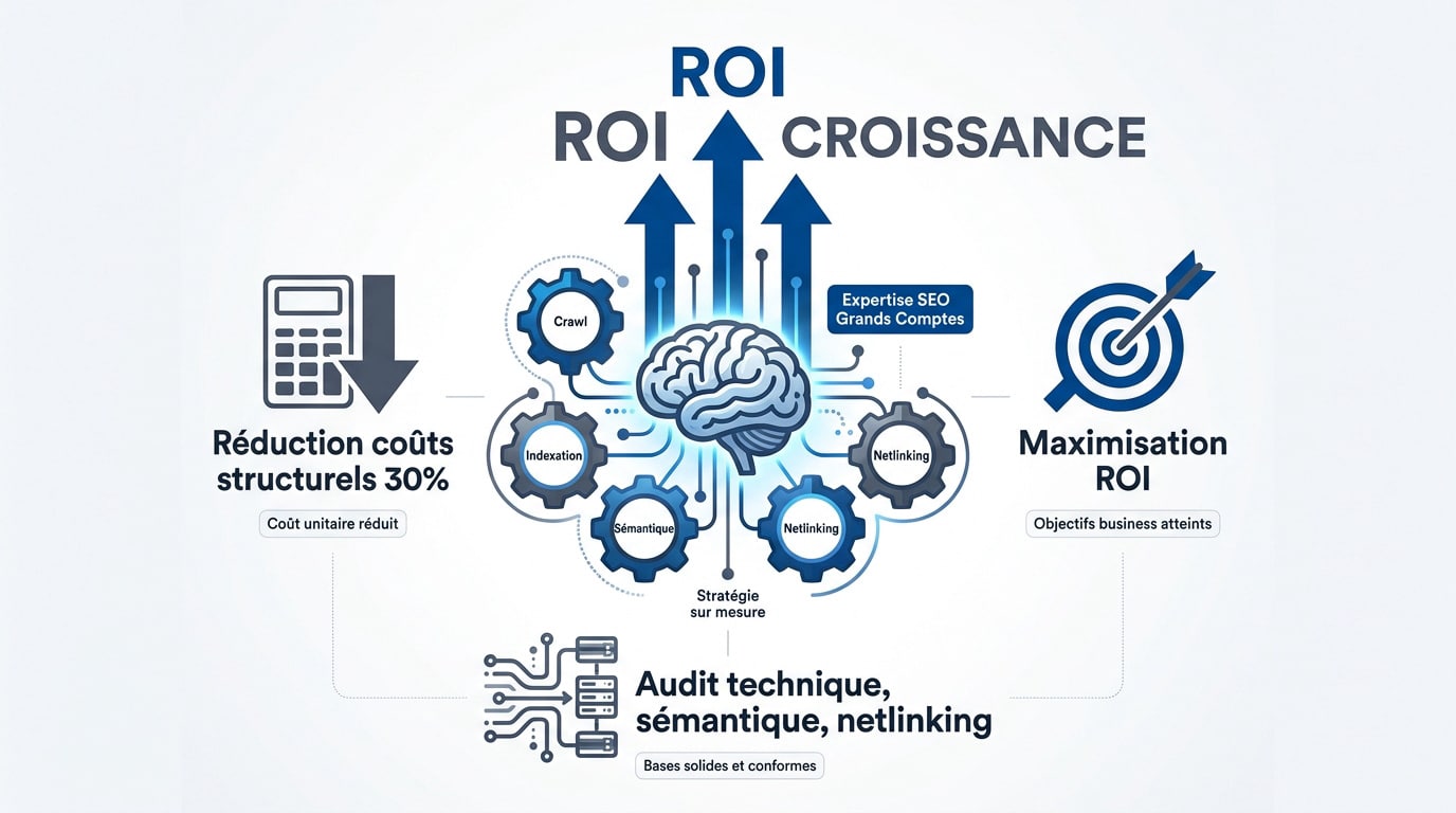 Expertise en stratégie SEO grands comptes axée sur le ROI et la croissance