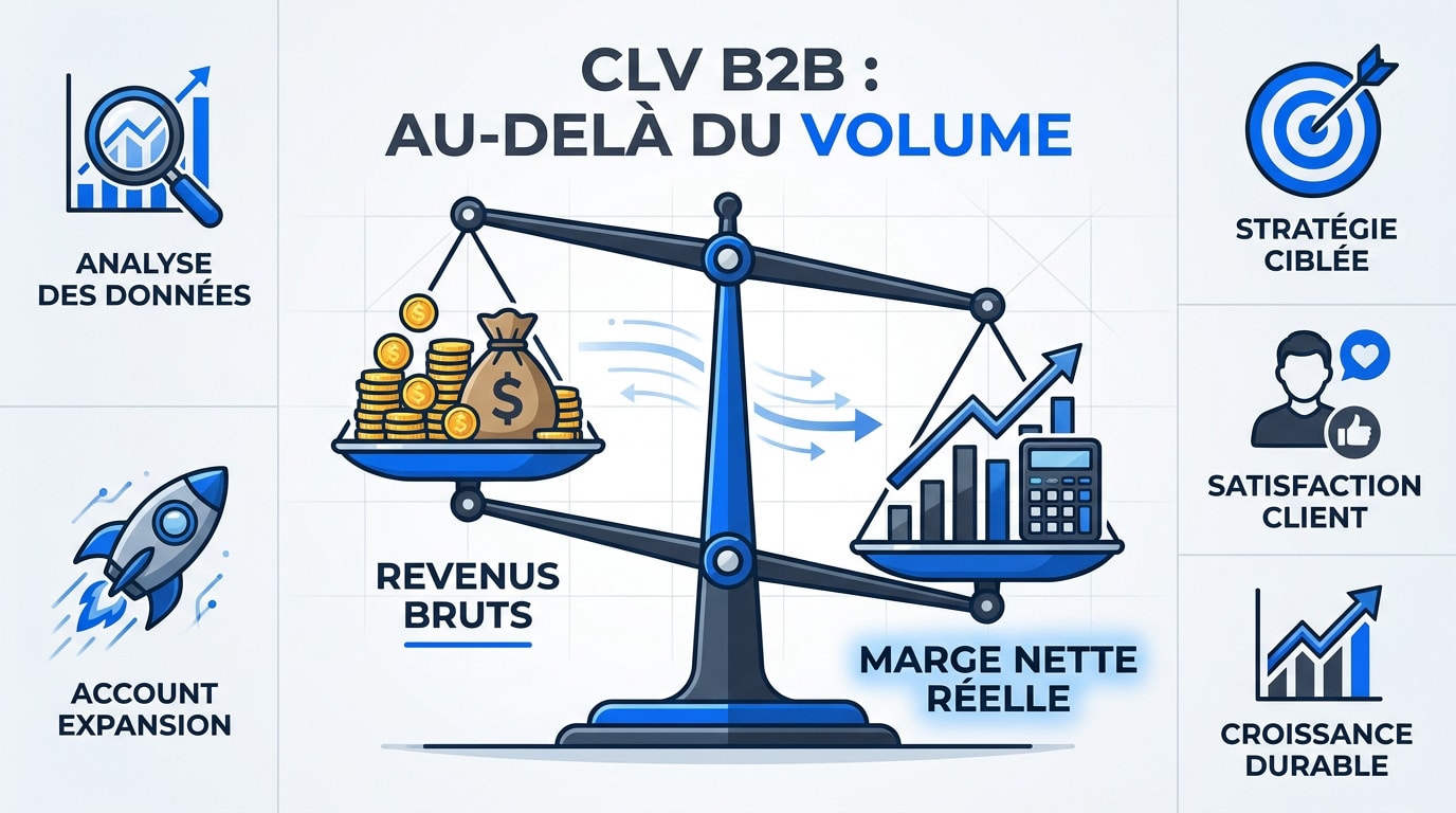 Graphique illustrant la Customer Lifetime Value en B2B par rapport au volume de trafic SEO