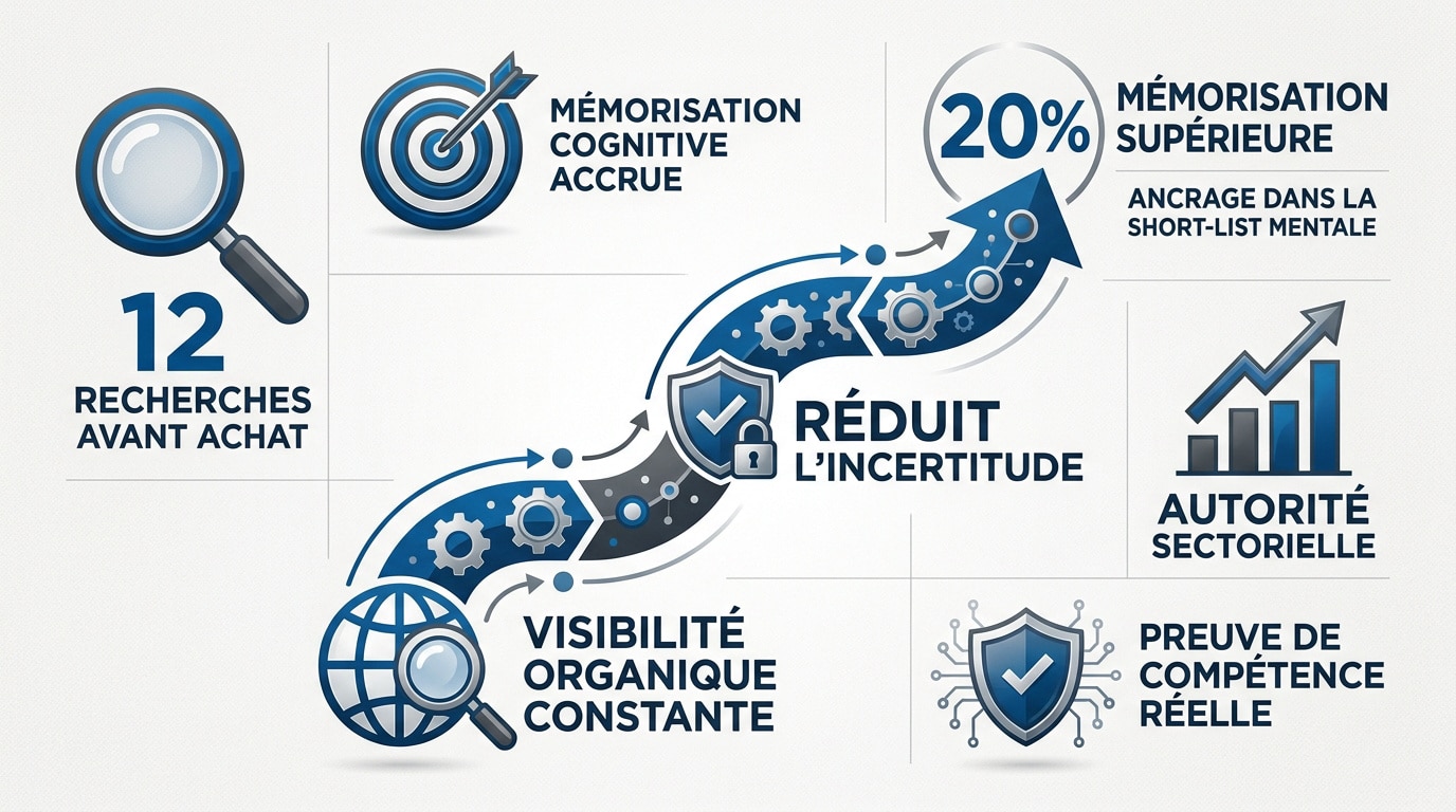 Schéma du parcours de décision B2B et impact du SEO sur la confiance