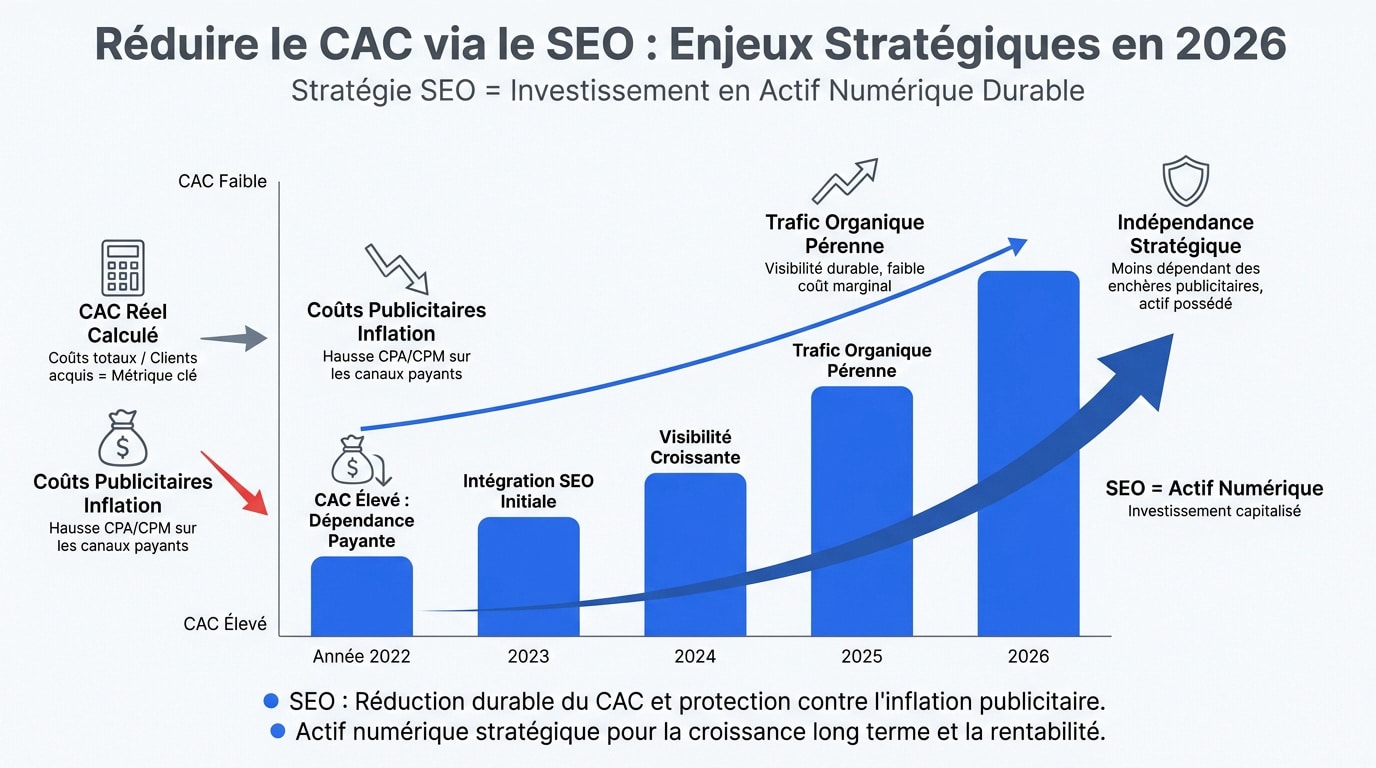 Analyse stratégique de la réduction du CAC par le référencement naturel en 2026