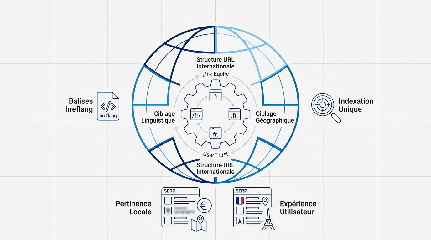 Infographie comparative des structures d'URL pour le SEO international