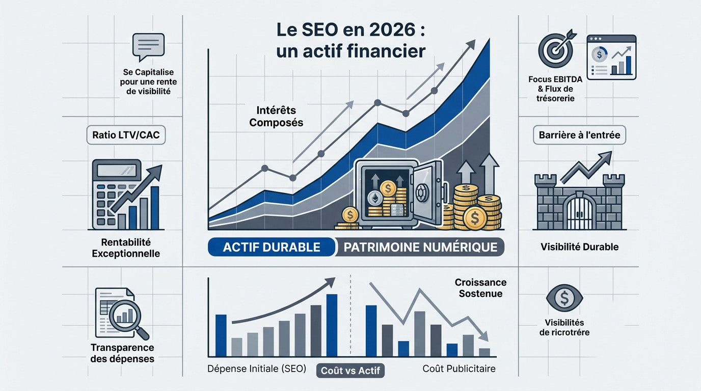 Graphique illustrant la croissance du patrimoine numérique SEO