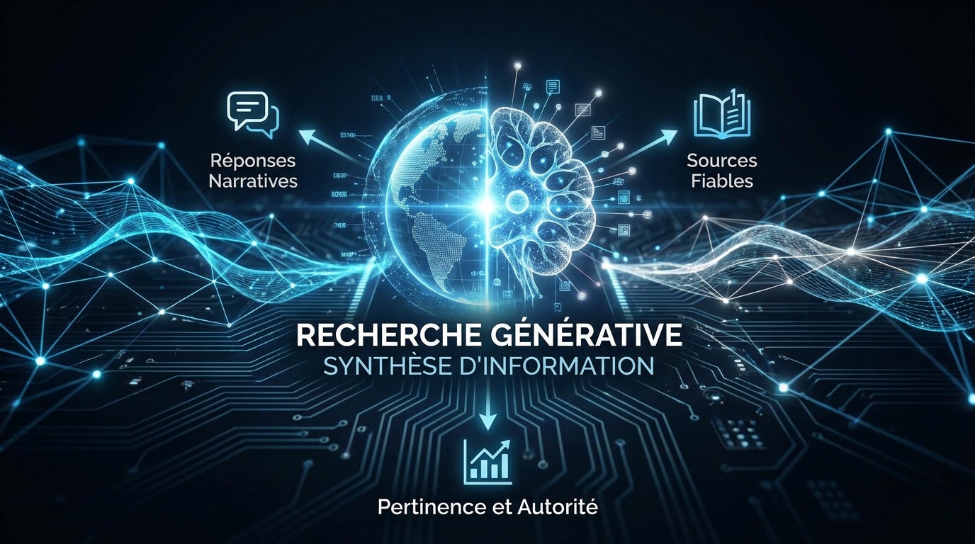 Schéma de la fusion entre l'indexation web en temps réel et l'intelligence artificielle générative