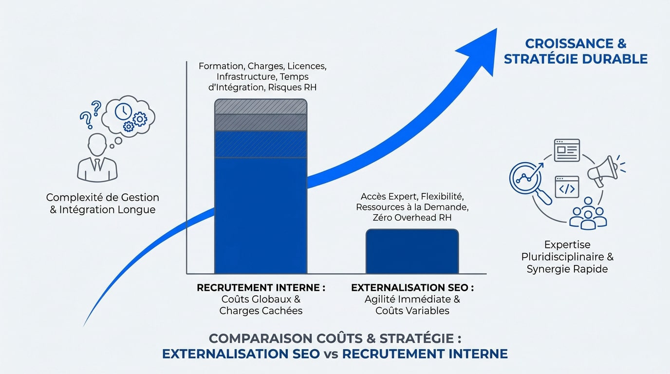 Comparatif entre les coûts du recrutement interne et les bénéfices de l'externalisation SEO pour une entreprise