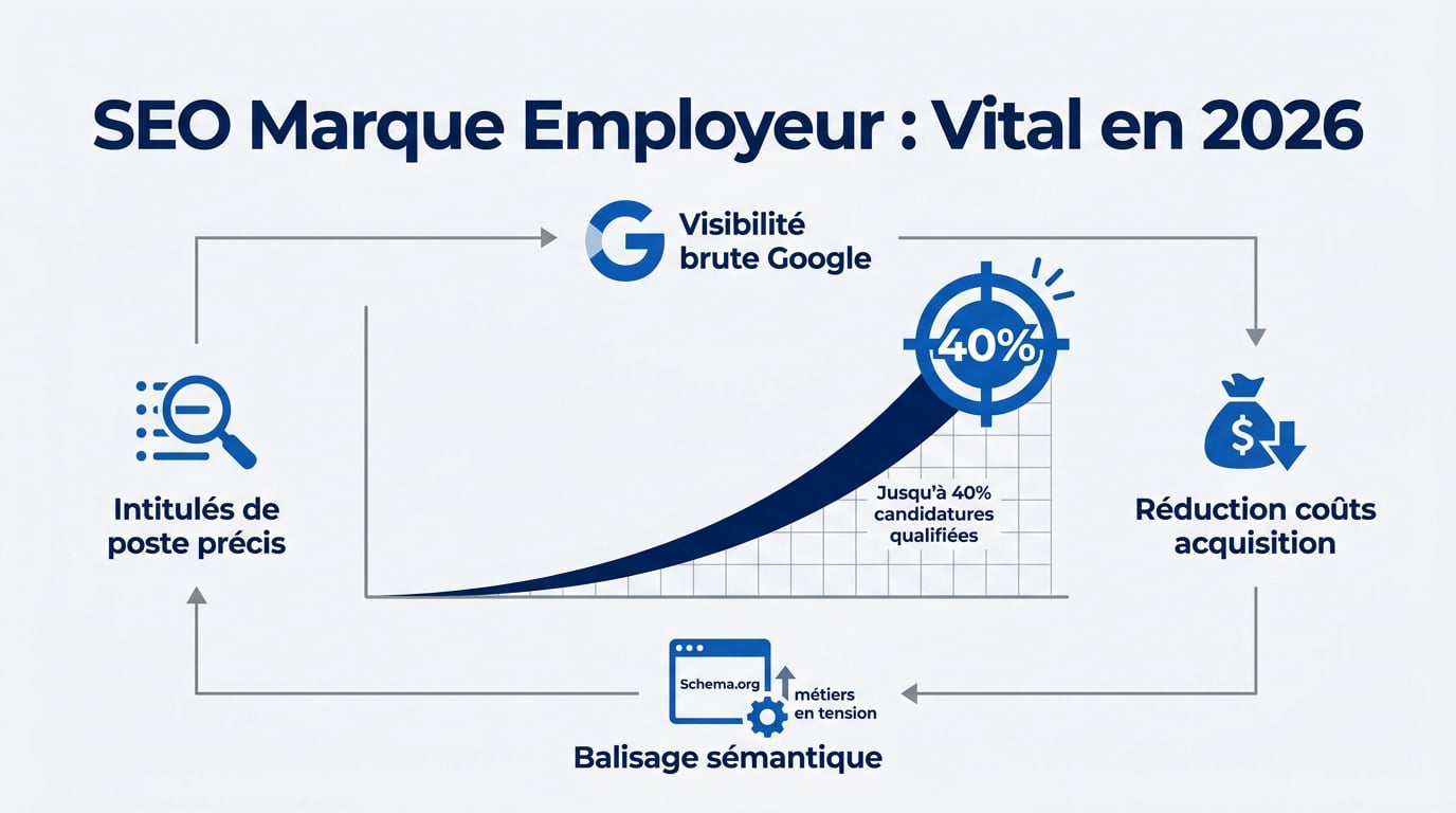 Graphique montrant l'importance du SEO pour la marque employeur des grandes entreprises en 2026
