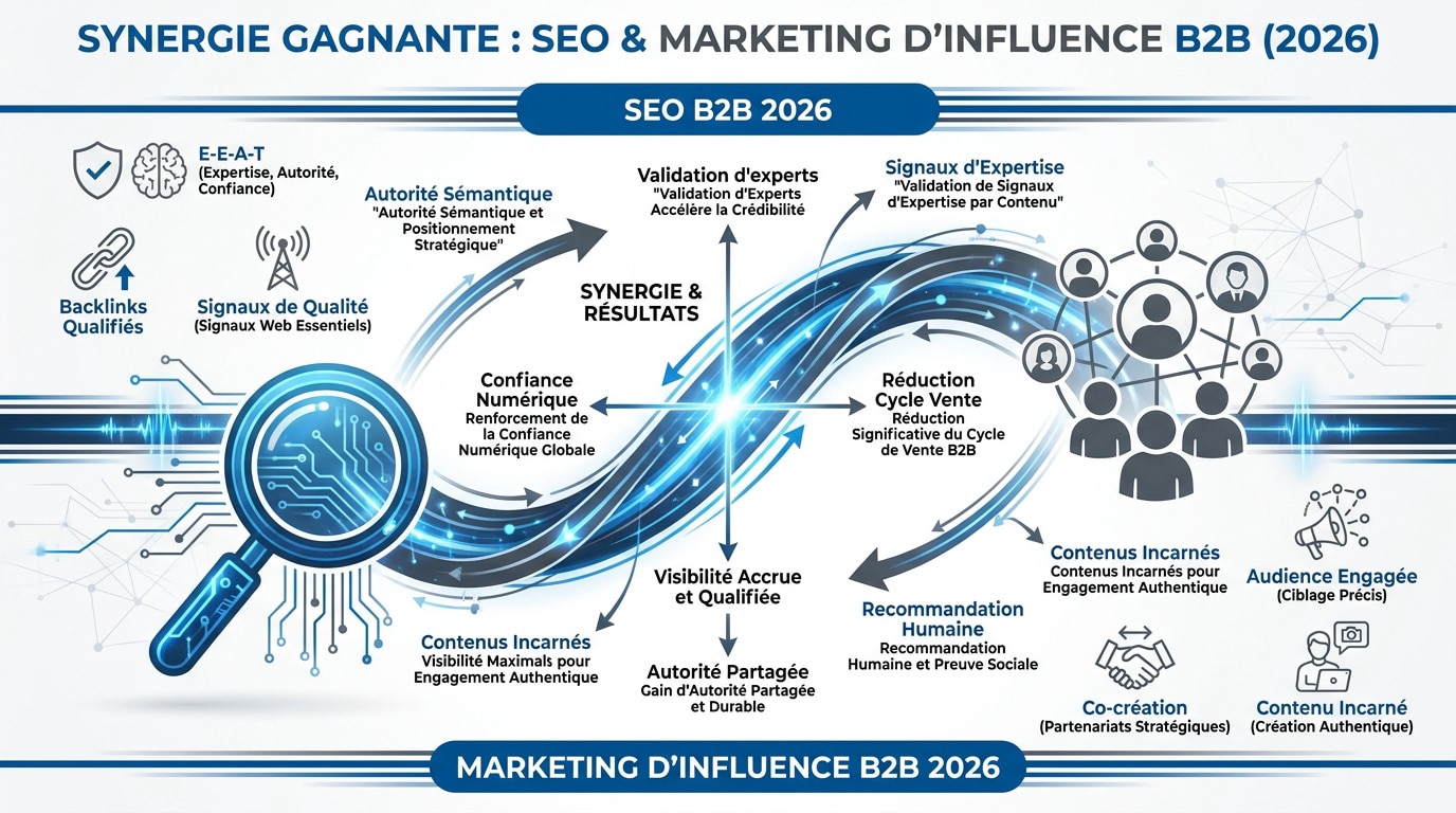 Synergie stratégique entre le SEO et le marketing d'influence B2B pour 2026