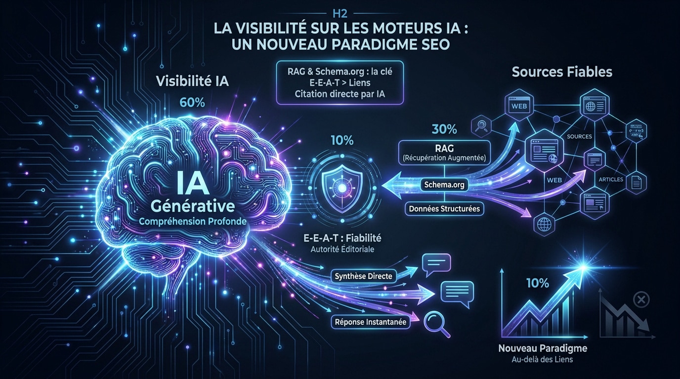 Schéma illustrant le nouveau paradigme de la visibilité sur les moteurs de recherche par intelligence artificielle